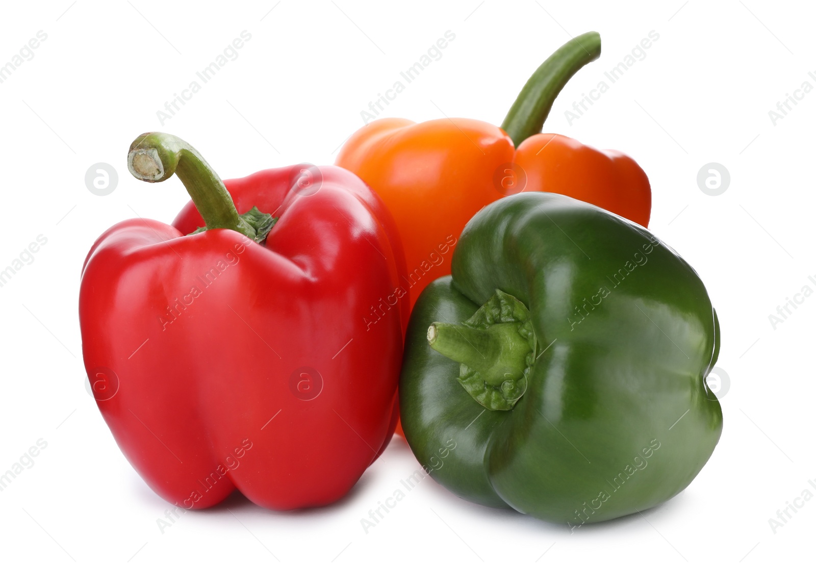 Photo of Fresh ripe bell peppers isolated on white