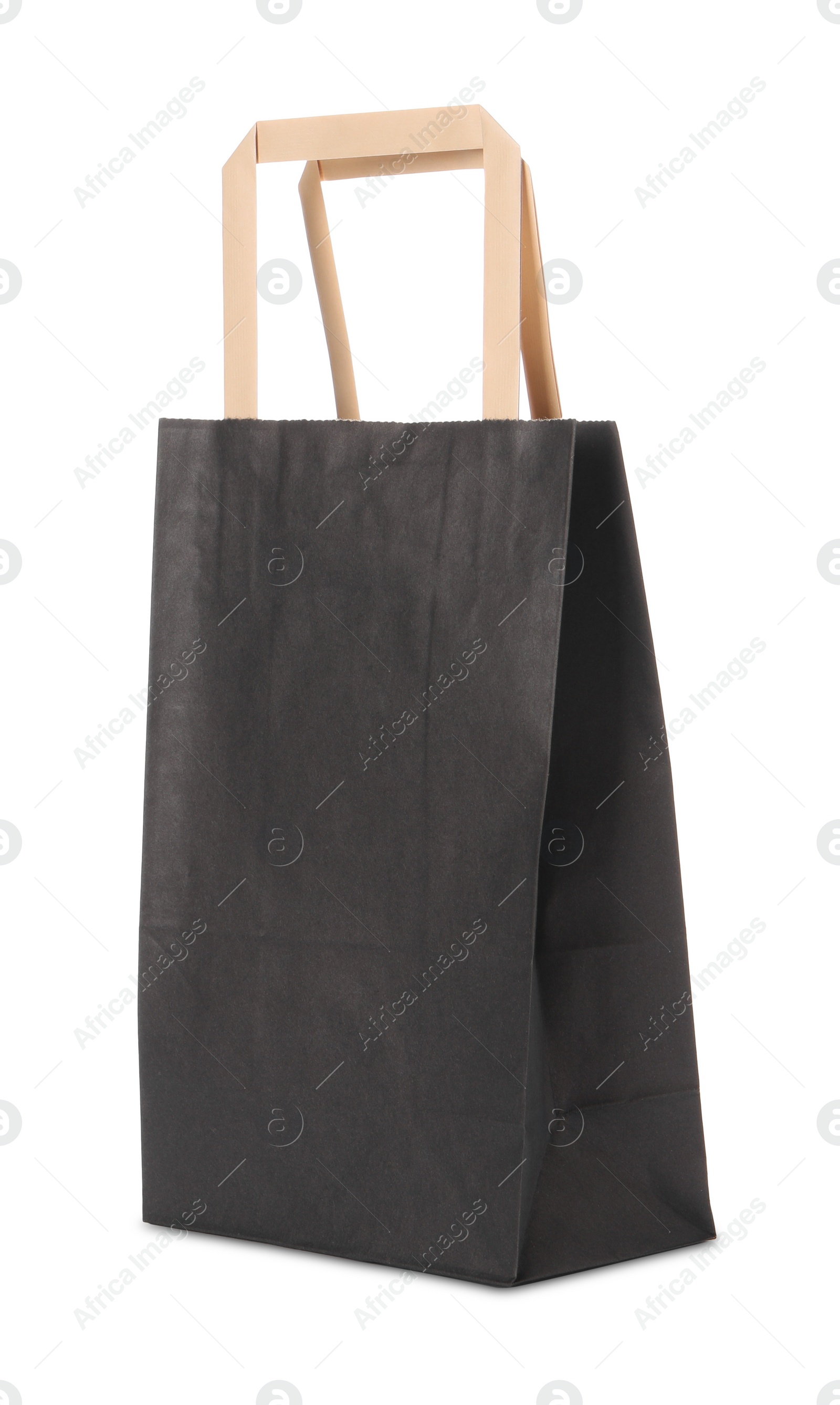 Photo of One black paper bag isolated on white