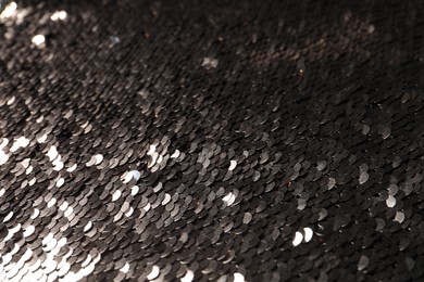 Photo of Texture of beautiful golden sequins as background, closeup