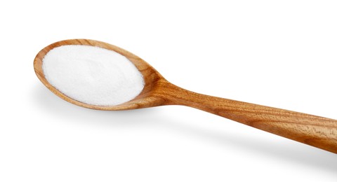 Photo of Baking soda in spoon isolated on white