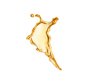 Photo of Splash of tasty fresh juice on white background