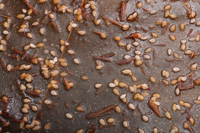 Delicious fruit leather as background, closeup view