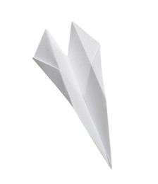 Photo of One handmade paper plane isolated on white