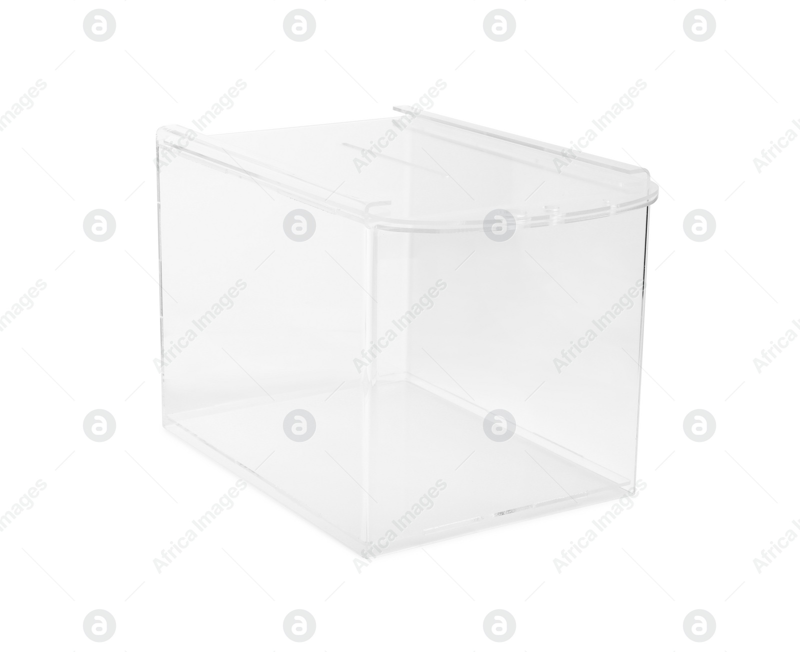 Photo of One transparent ballot box isolated on white