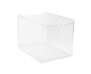 One transparent ballot box isolated on white