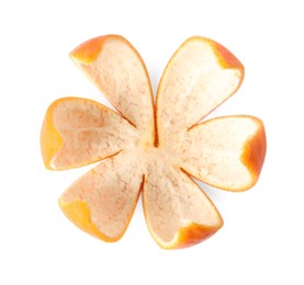 Peels of tangerine isolated on white, top view