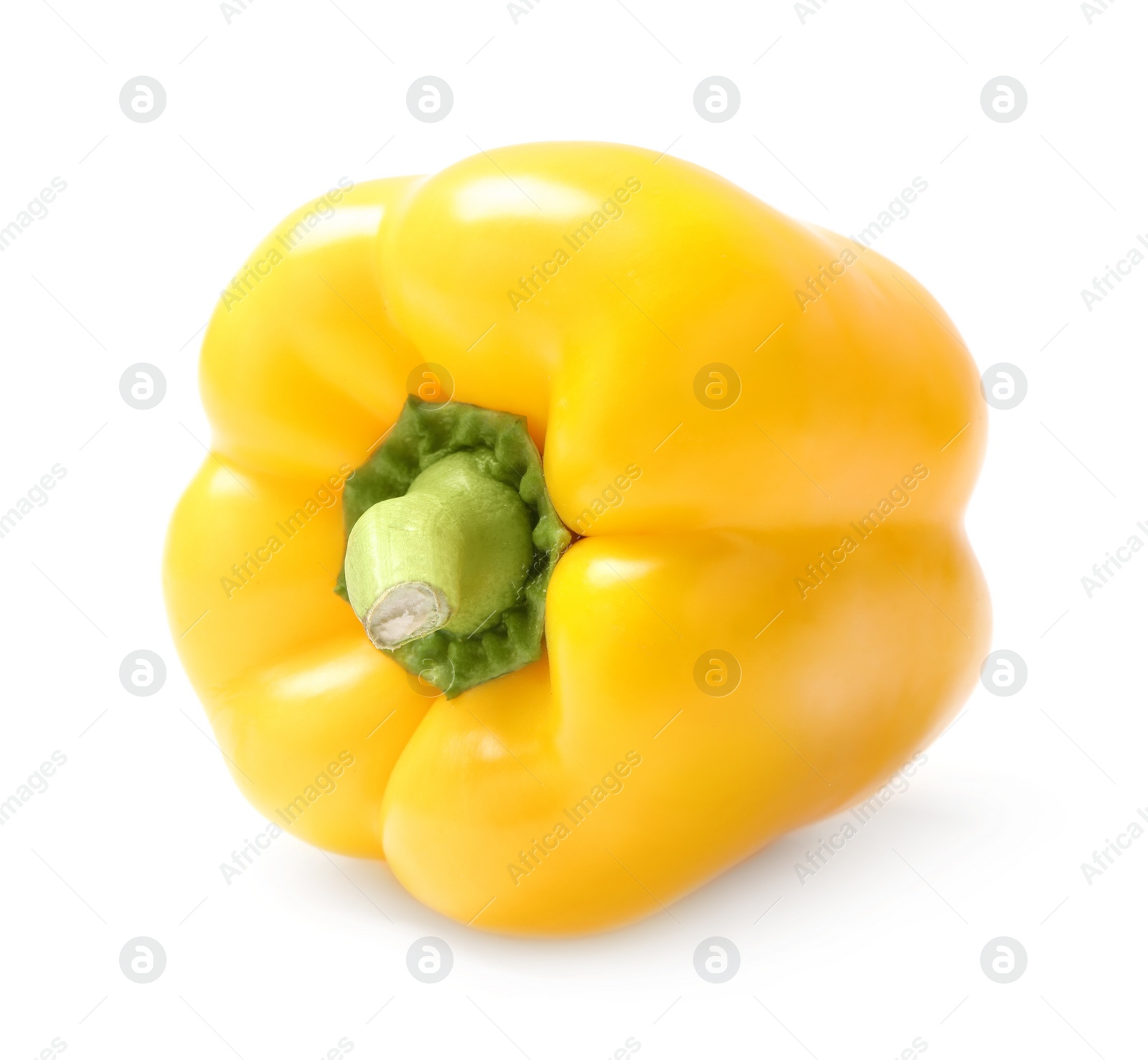 Photo of Ripe yellow bell pepper isolated on white