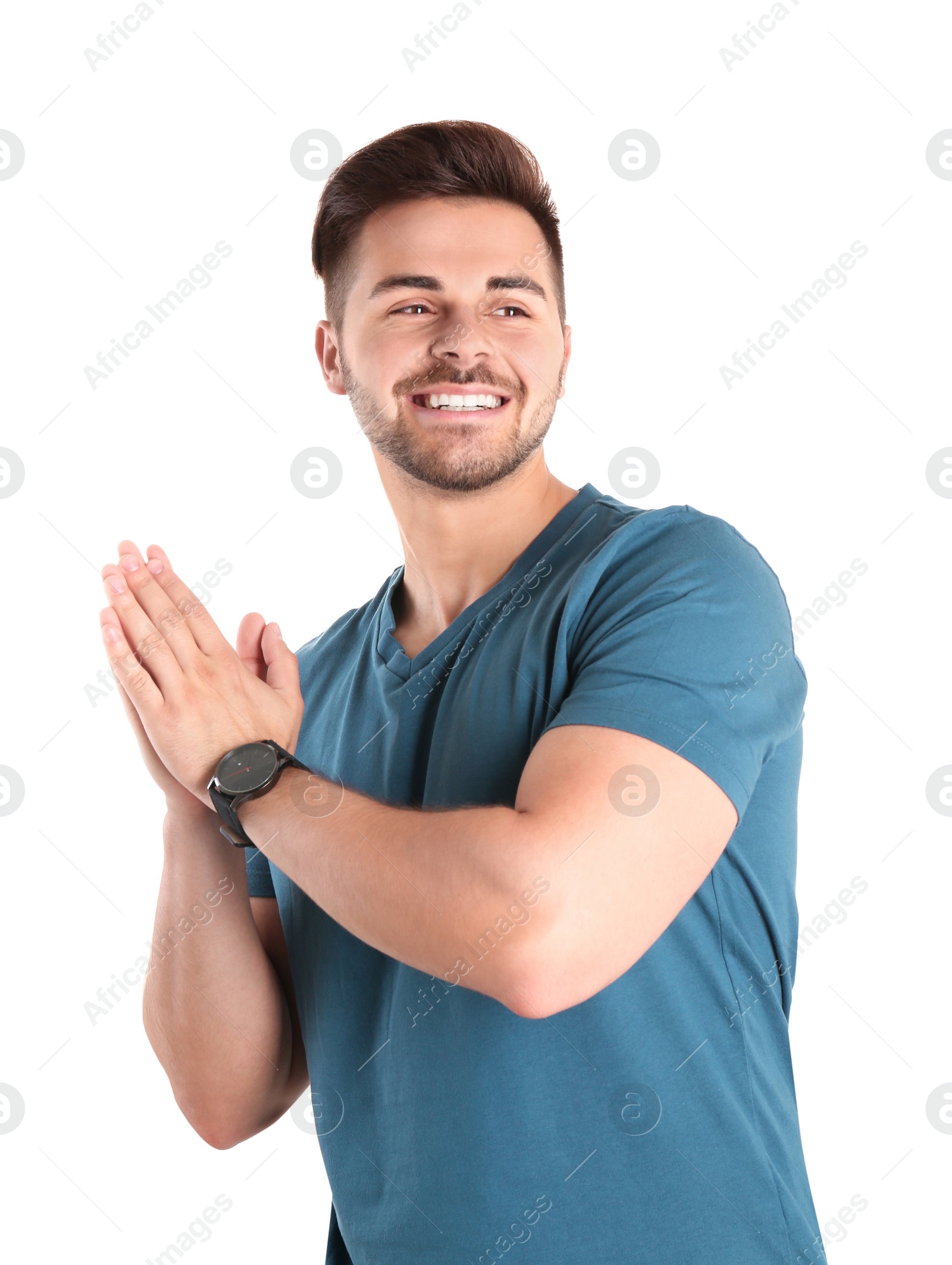 Photo of Portrait of handsome man isolated on white