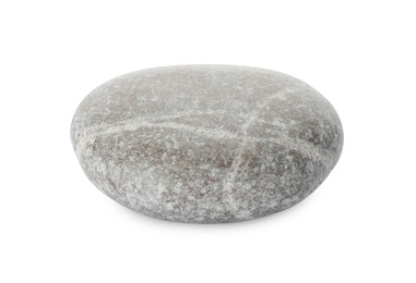 Photo of One light grey stone isolated on white