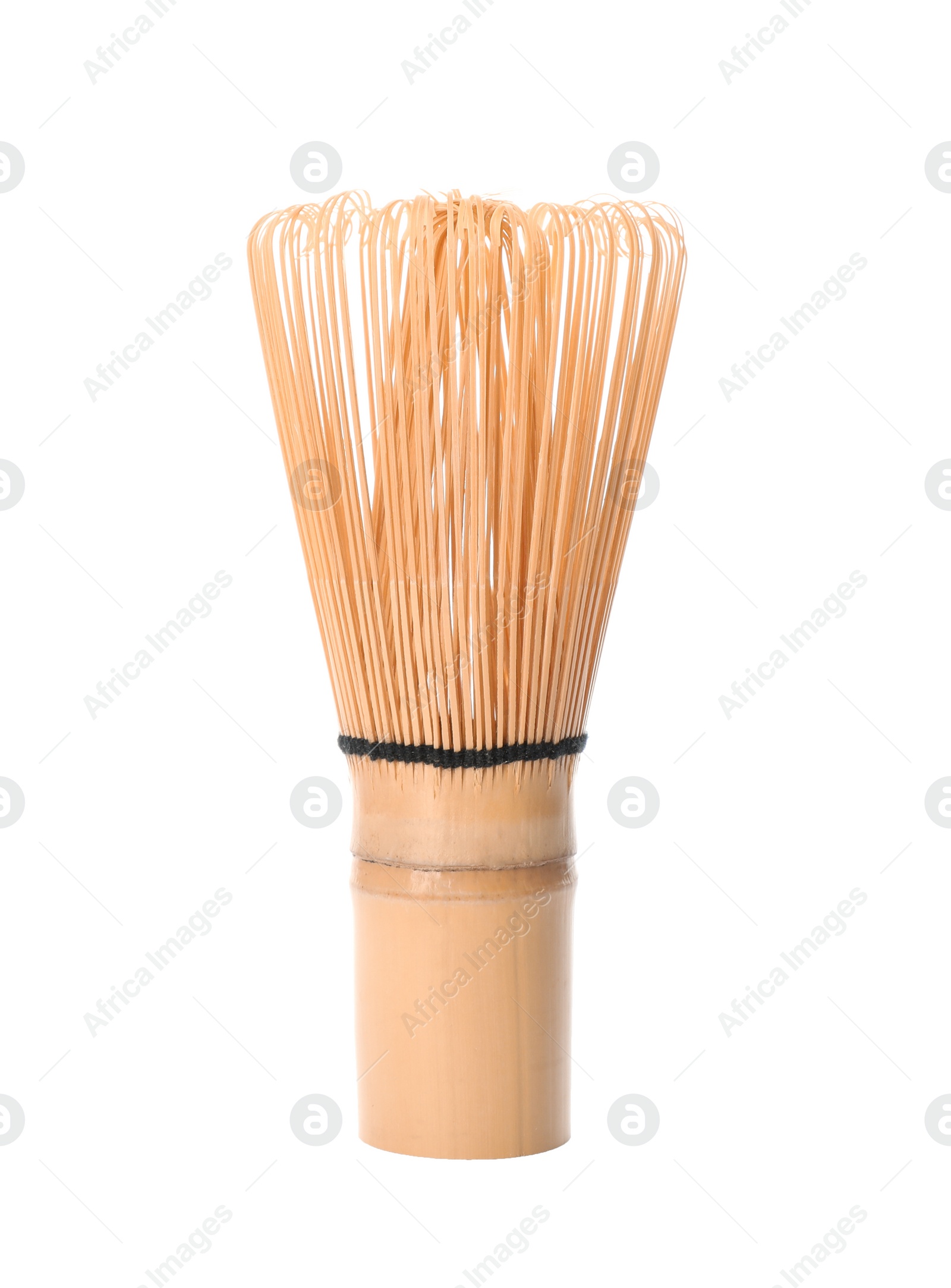 Photo of Tea whisk made of bamboo on white background