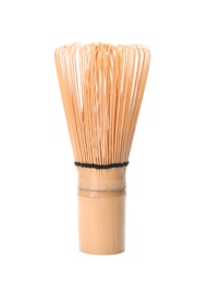 Photo of Tea whisk made of bamboo on white background