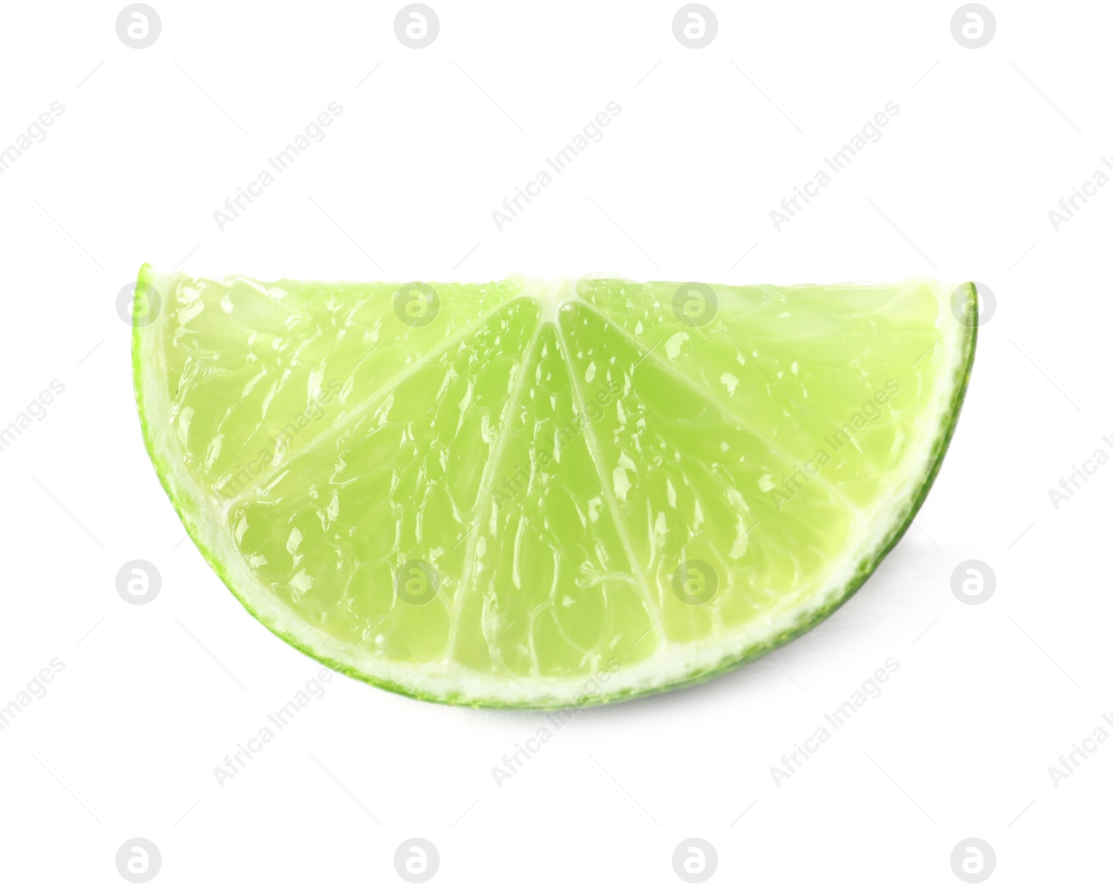 Photo of Slice of fresh ripe lime on white background