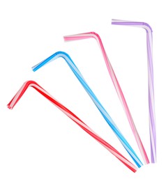 Image of Set with different straws for drinks on white background