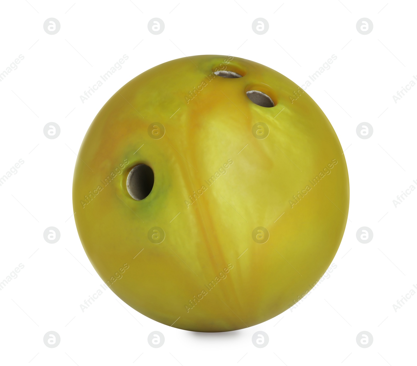 Photo of Modern yellow bowling ball isolated on white