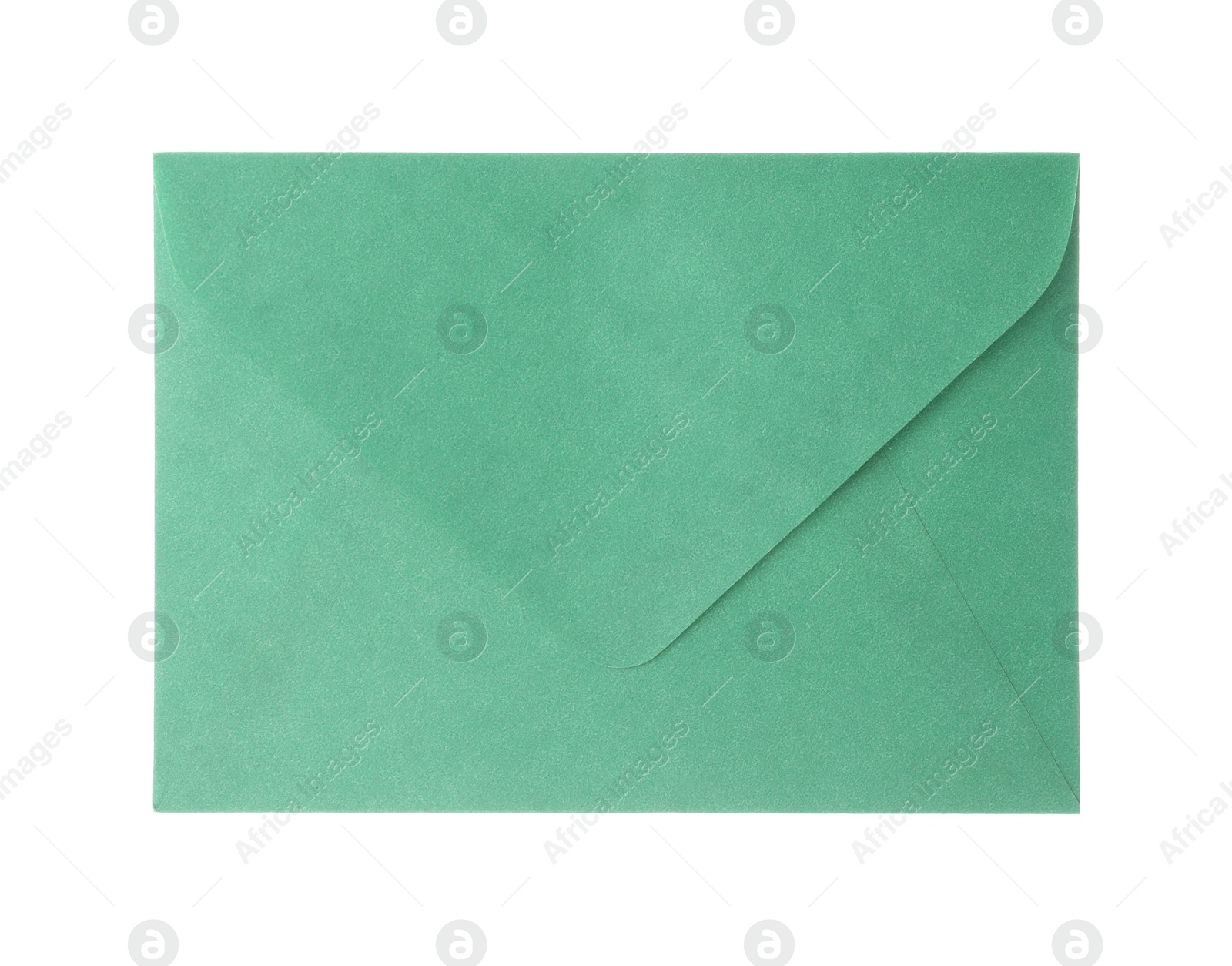 Photo of Green paper envelope isolated on white. Mail service