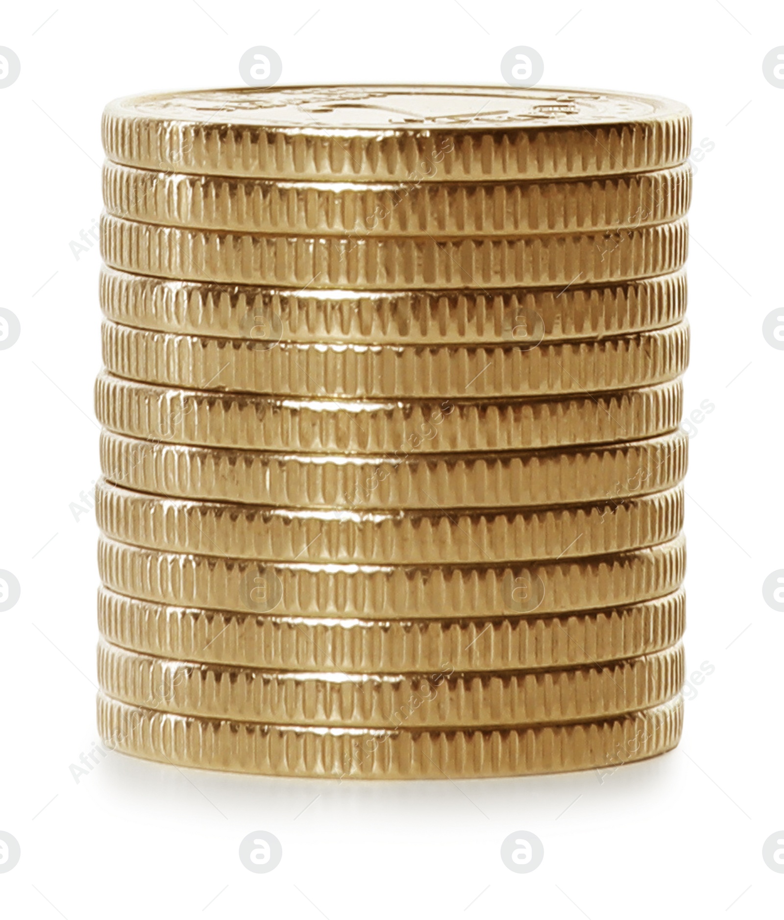 Photo of Stack of coins on white background. Investment concept