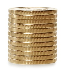 Photo of Stack of coins on white background. Investment concept