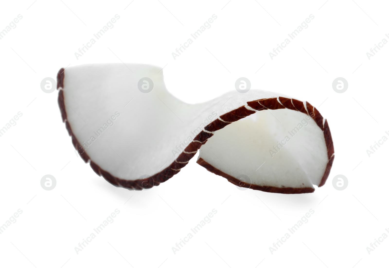 Photo of Tasty fresh coconut flake isolated on white