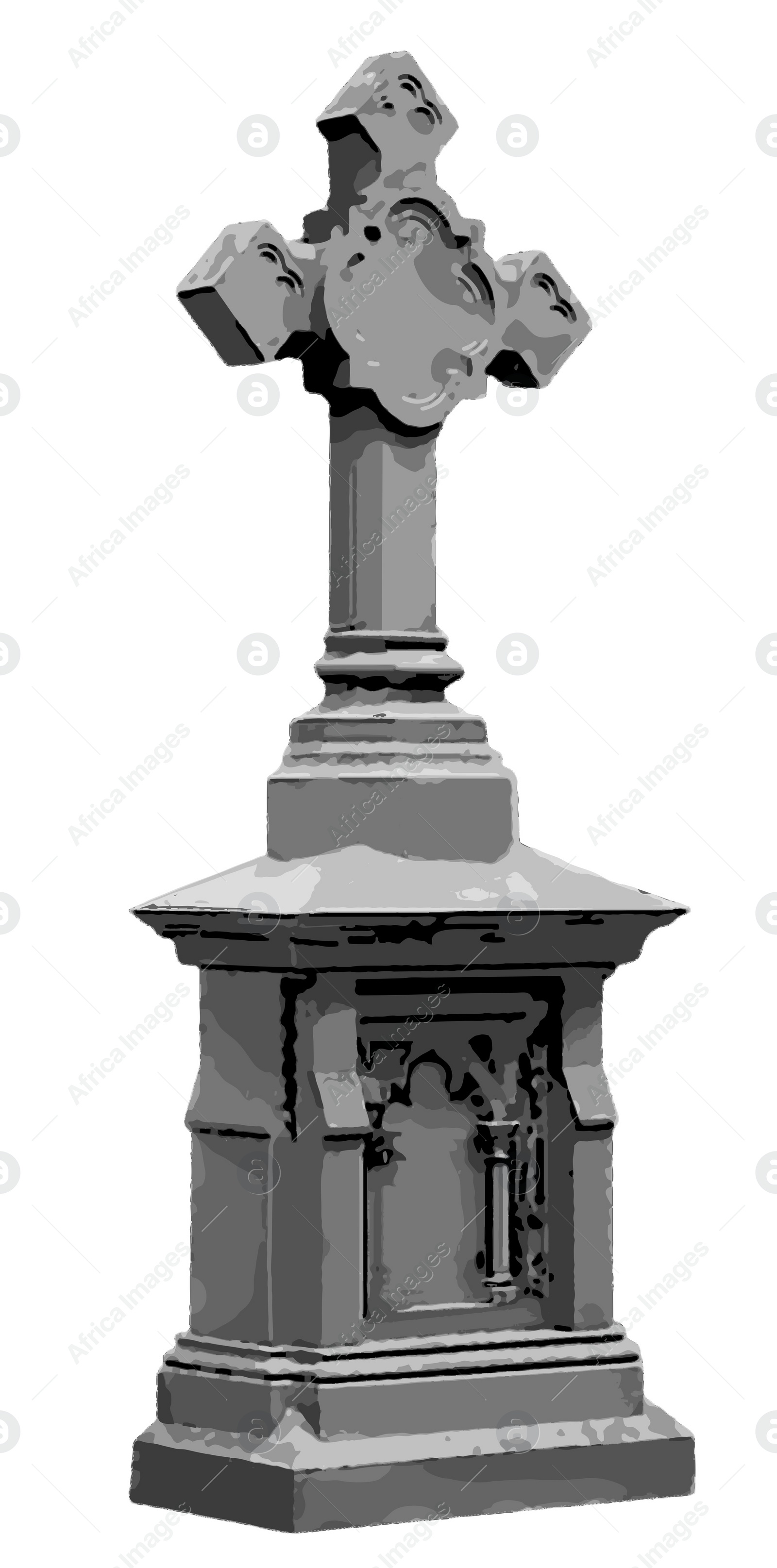 Image of Old creepy headstone illustration on white background