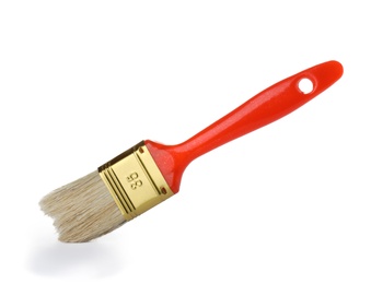 New paint brush on white background. Decorating tool