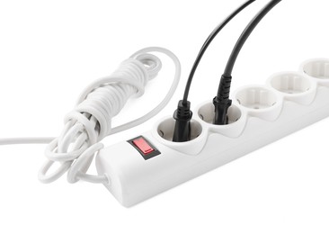 Power strip on white background. Electrician's equipment