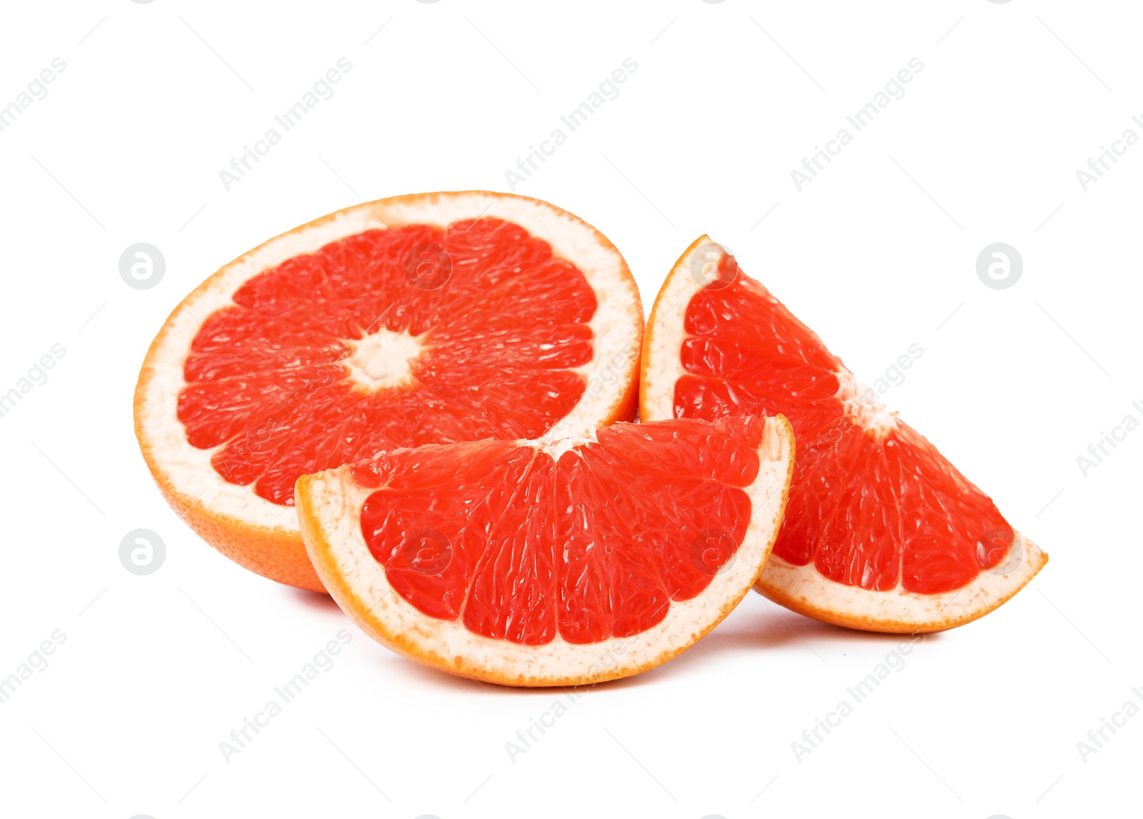 Photo of Ripe grapefruit on white background. Fresh fruit