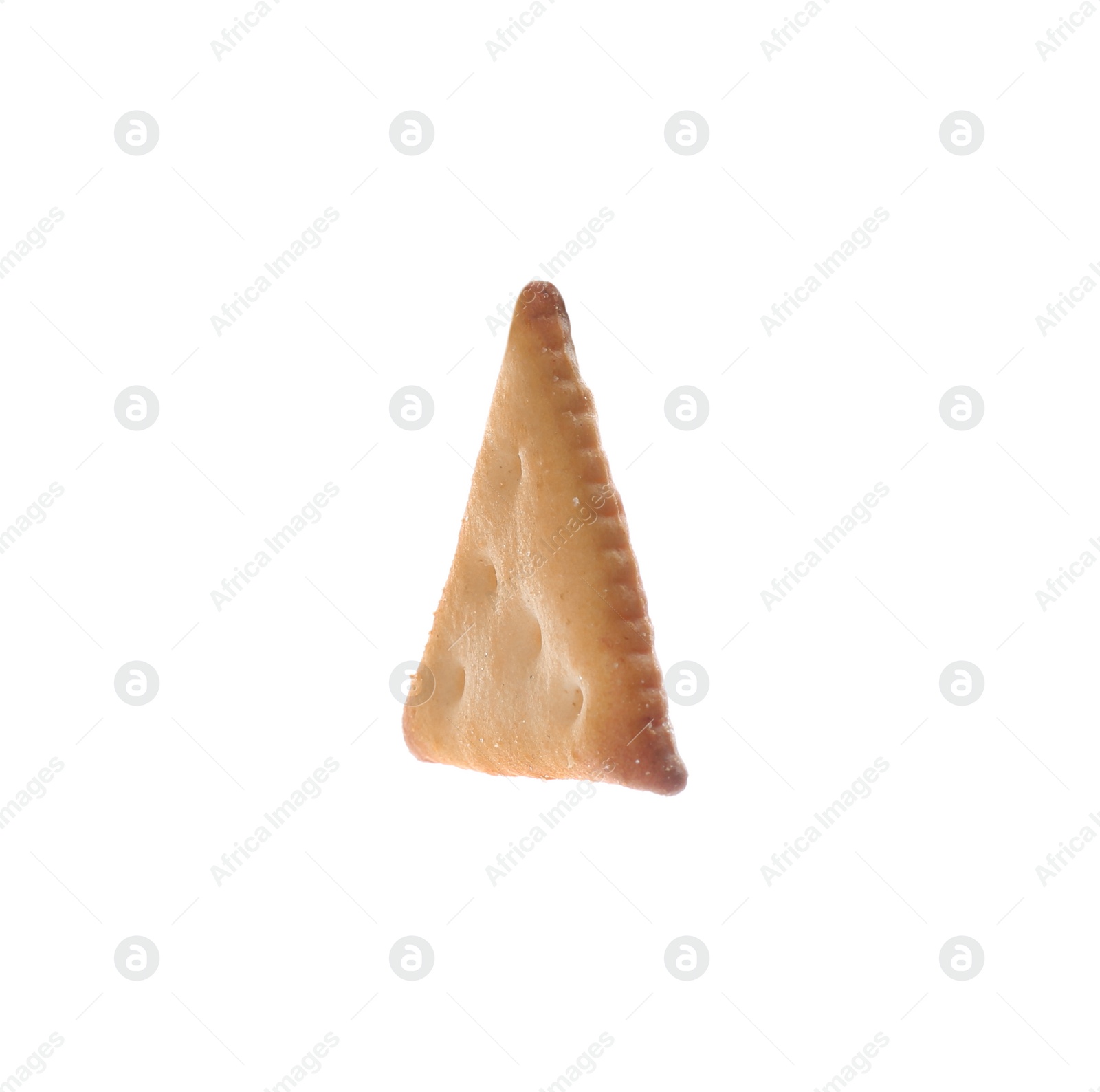 Photo of Crispy cracker isolated on white. Delicious snack