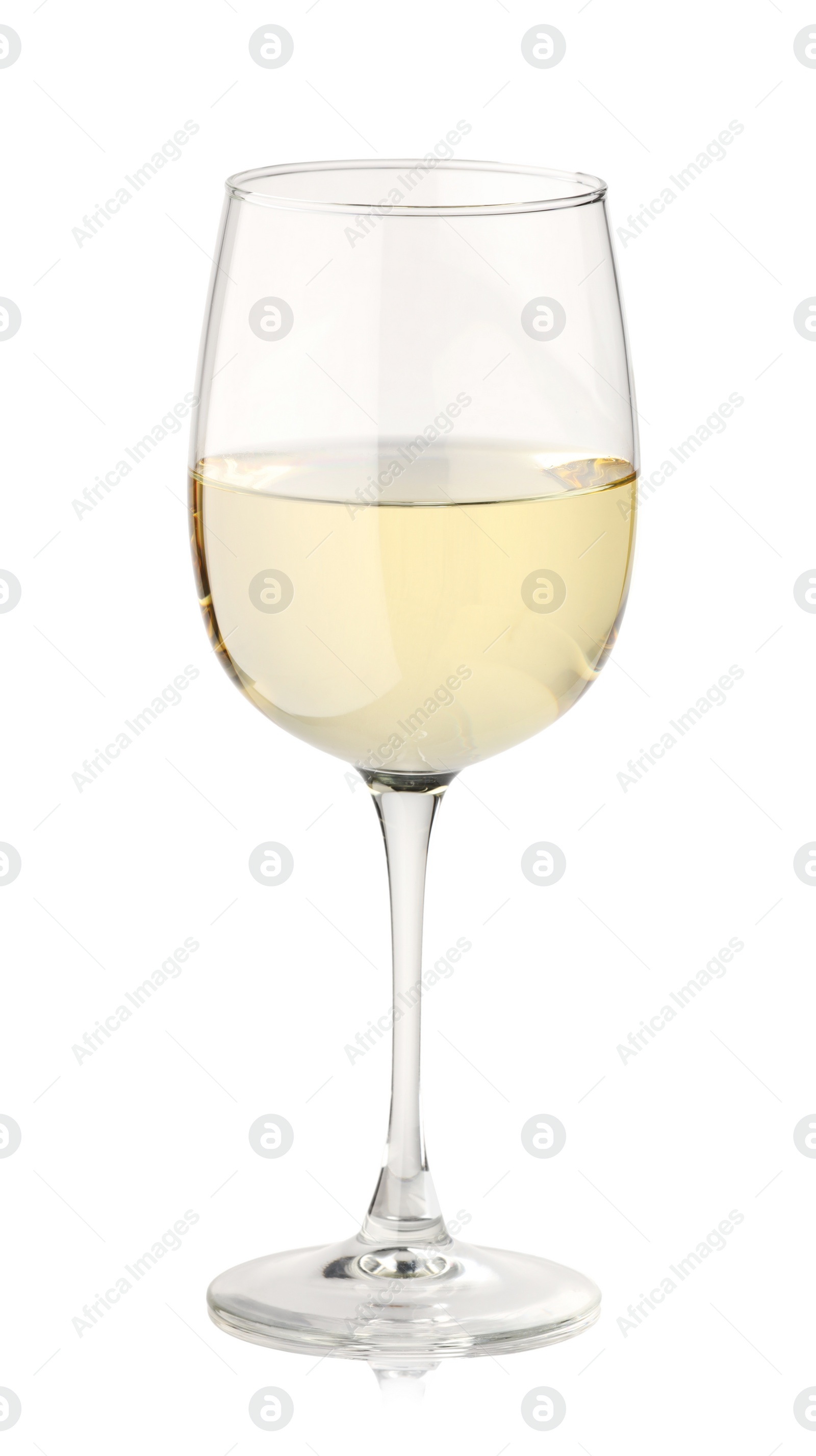 Photo of Tasty wine in glass isolated on white