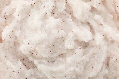 Photo of Body scrub as background, closeup. Cosmetic product