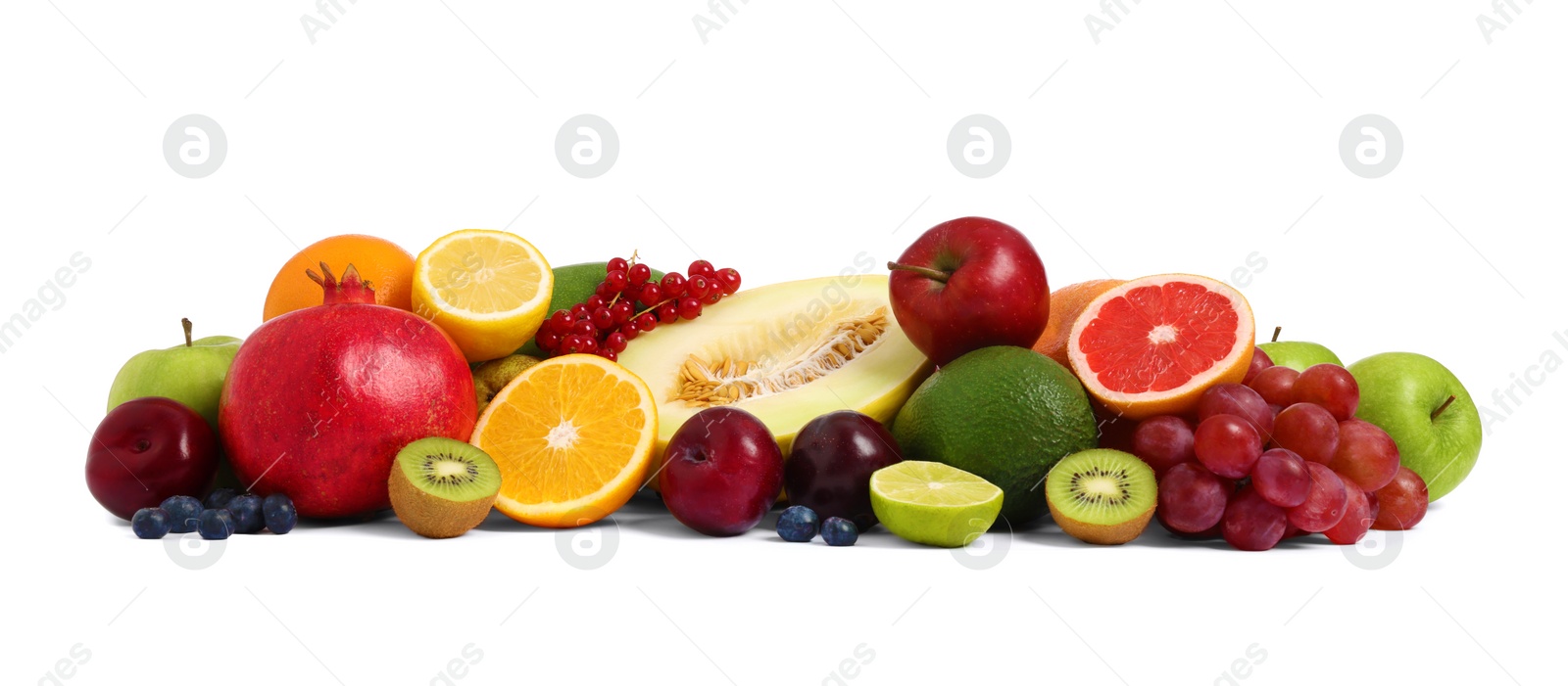 Photo of Many different fresh fruits isolated on white