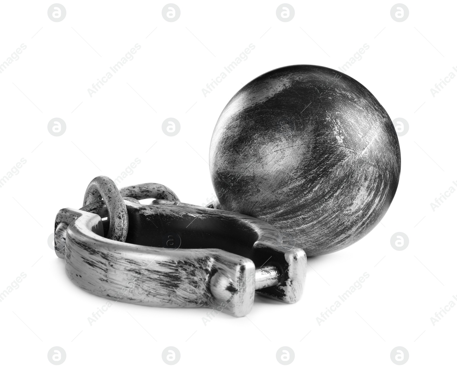 Photo of Prisoner ball with chain on white background