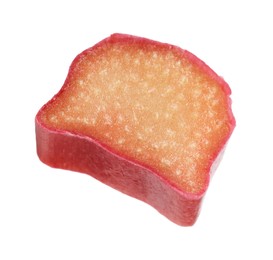 Photo of One piece of fresh ripe rhubarb isolated on white