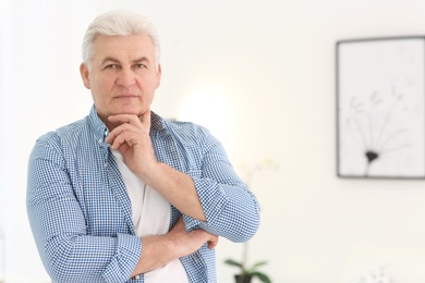 Portrait of stylish mature man indoors