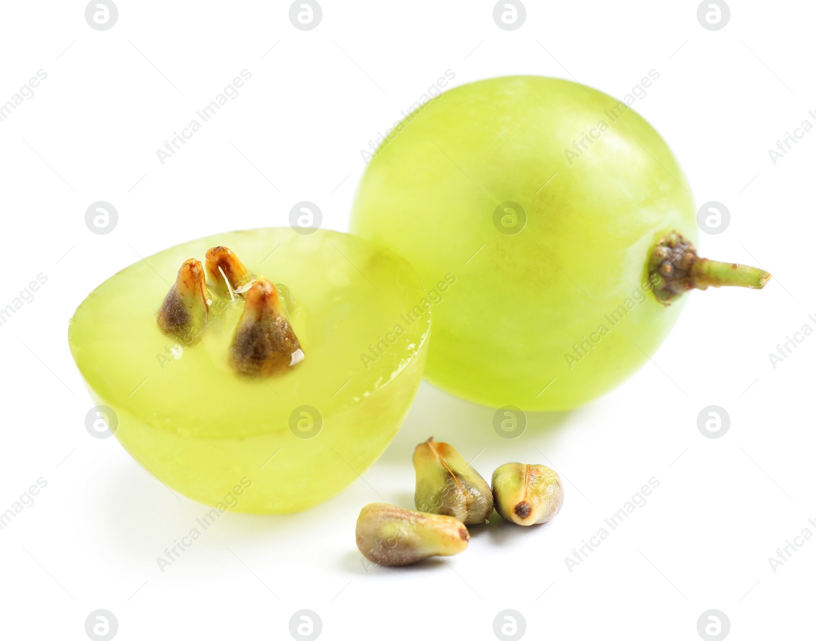 Photo of Fresh ripe juicy grapes on white background