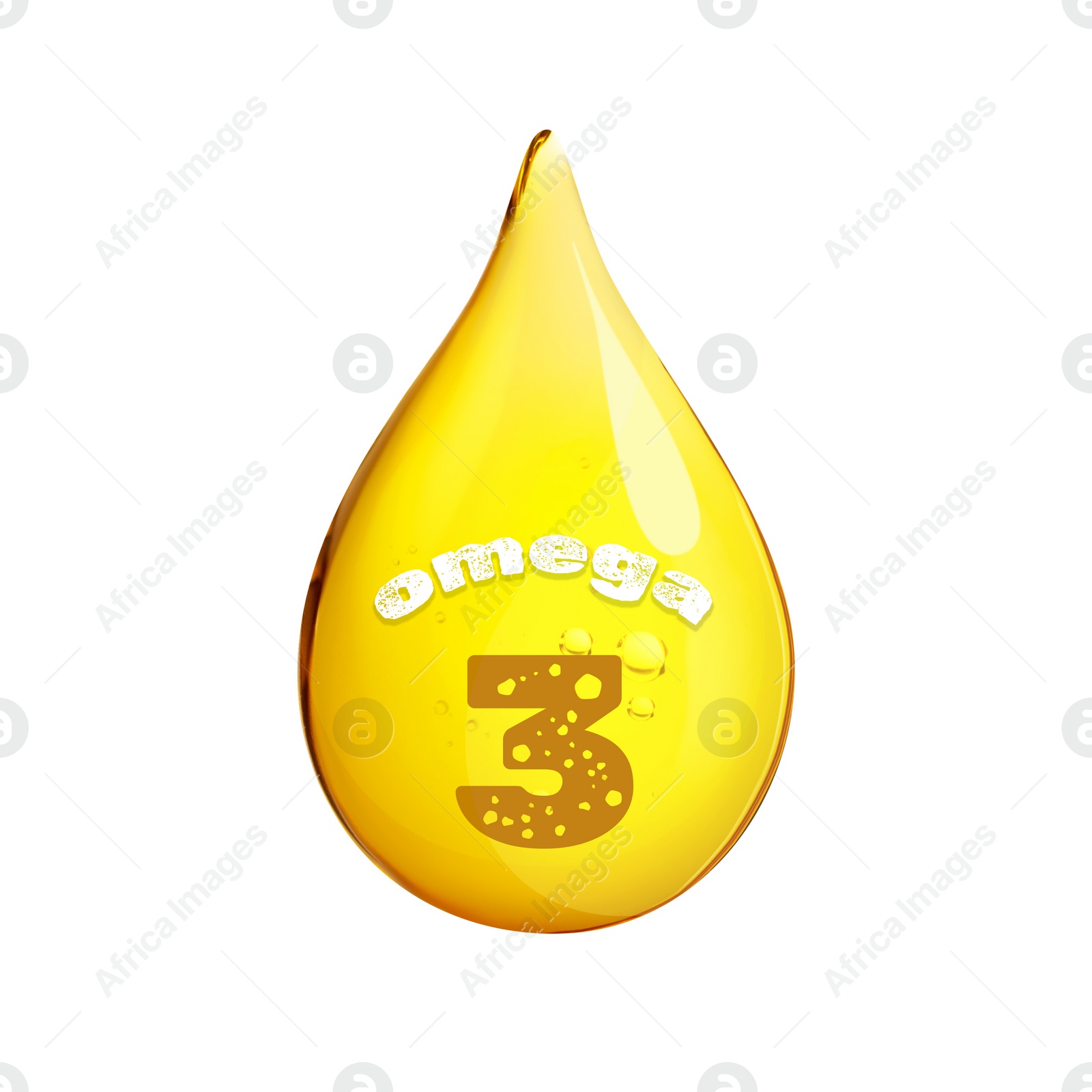 Image of Golden Omega 3 oil drop isolated on white