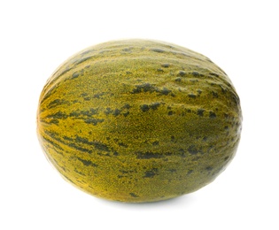 Photo of Whole tasty ripe melon on white background