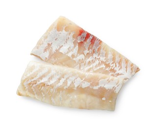 Photo of Fresh raw cod fillets isolated on white