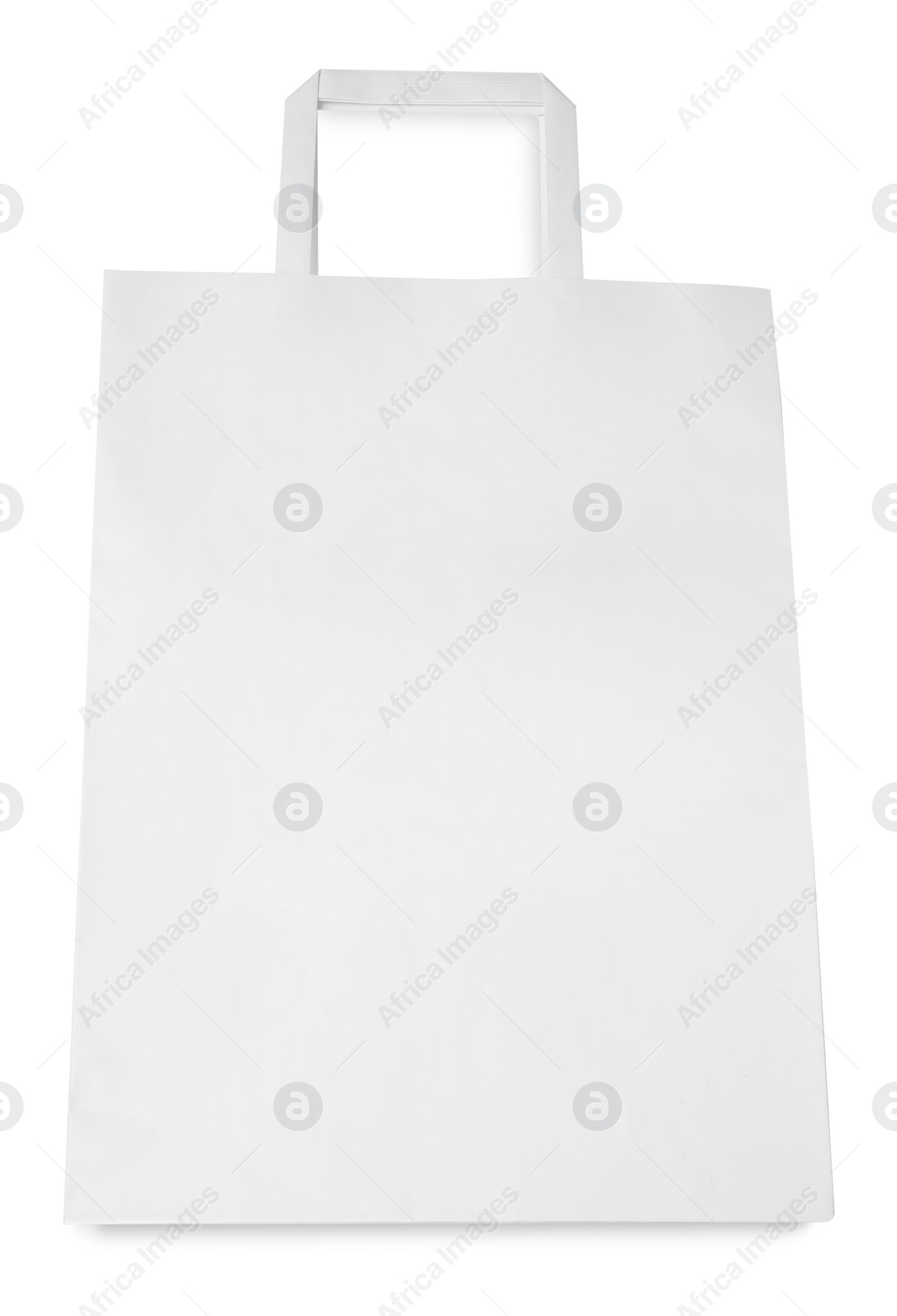 Photo of One paper bag isolated on white, top view