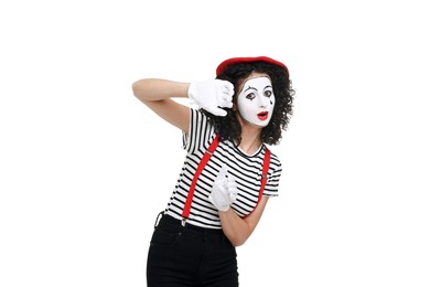 Funny mine with beret posing on white background