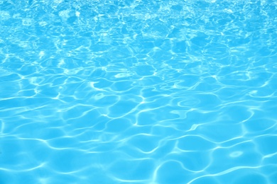 Photo of Swimming pool with clean blue water, closeup