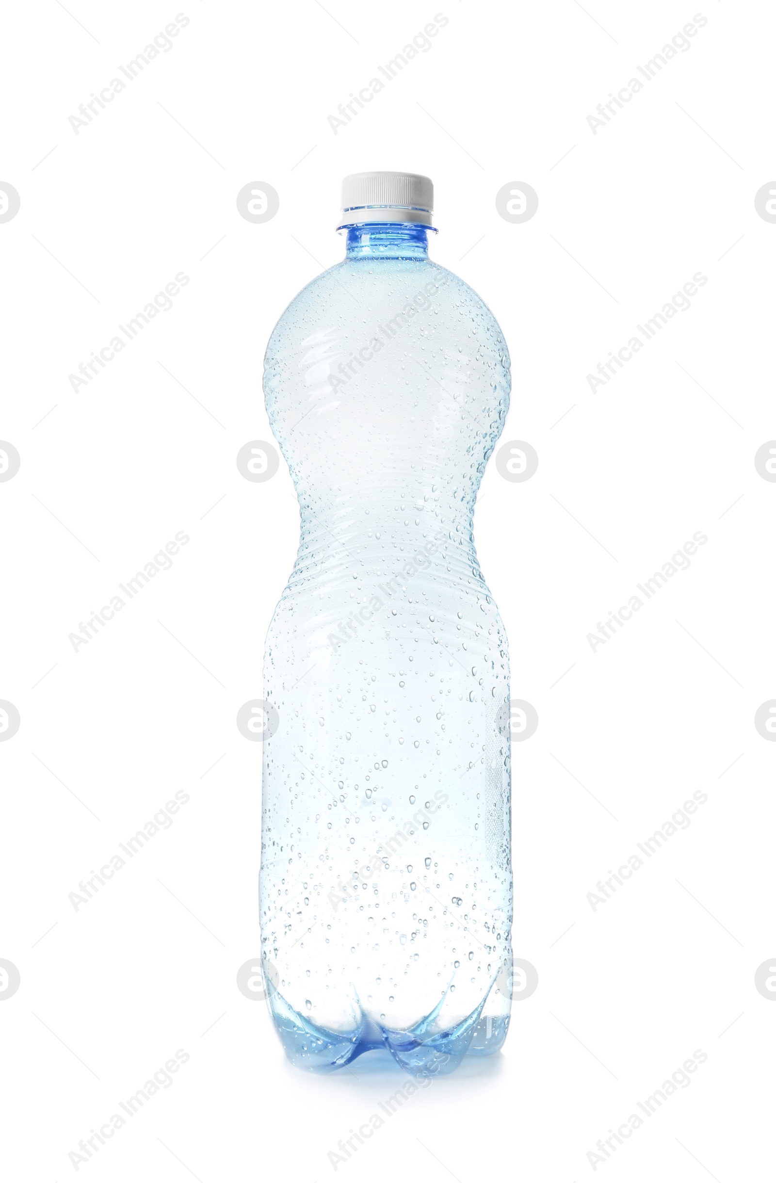 Photo of One plastic bottle on white background. Recycle concept