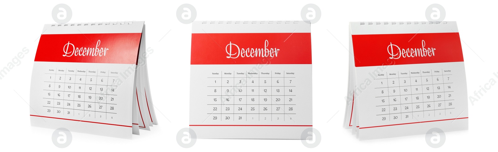 Image of Collage of paper calendar on white background