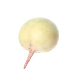 Photo of Whole fresh ripe turnip on white background