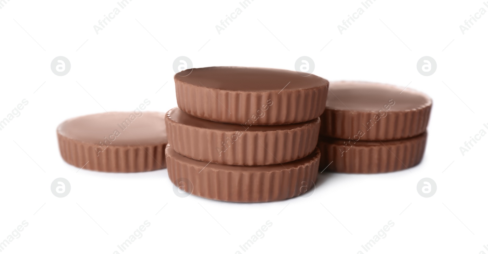 Photo of Sweet peanut butter cups isolated on white