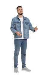 Man in denim clothes isolated on white