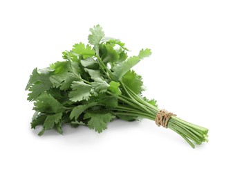 Photo of Bunch of fresh green organic cilantro isolated on white