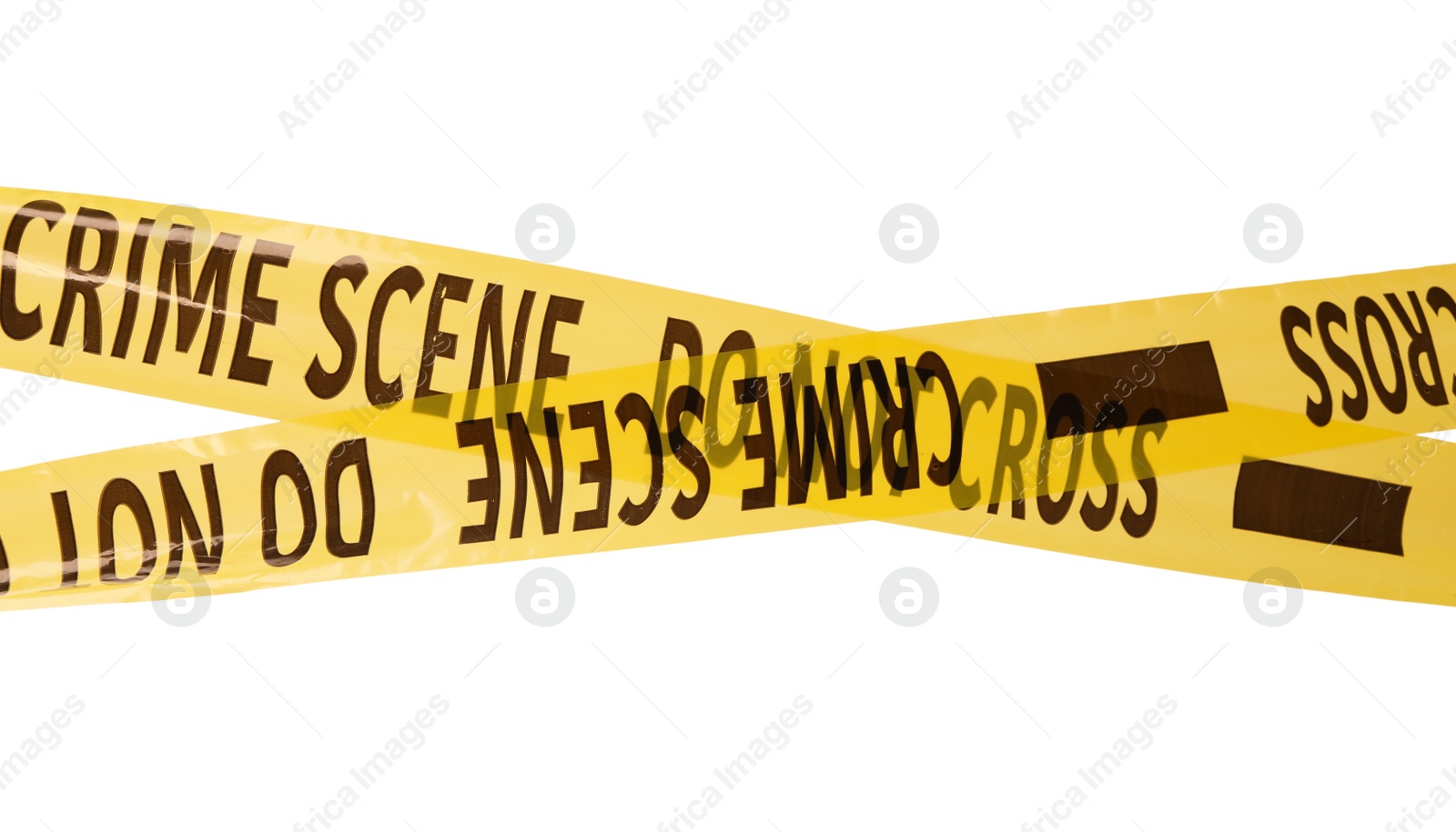 Photo of Yellow crime scene tapes isolated on white