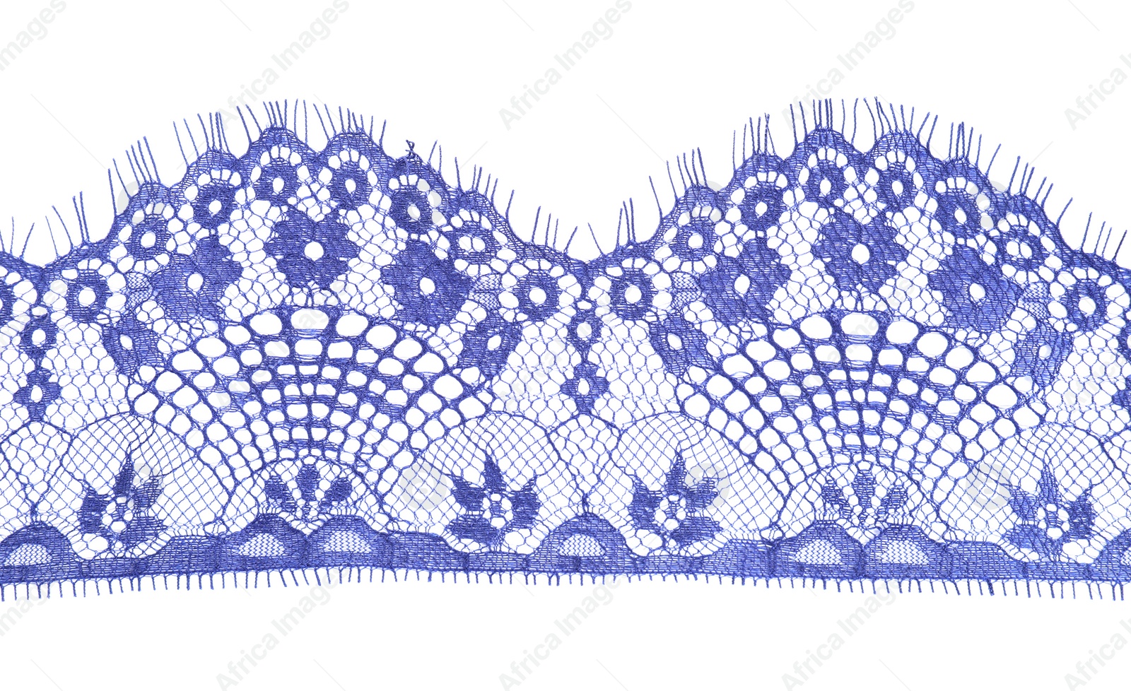 Photo of Beautiful lace isolated on white, top view