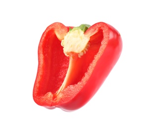 Half of red bell pepper isolated on white