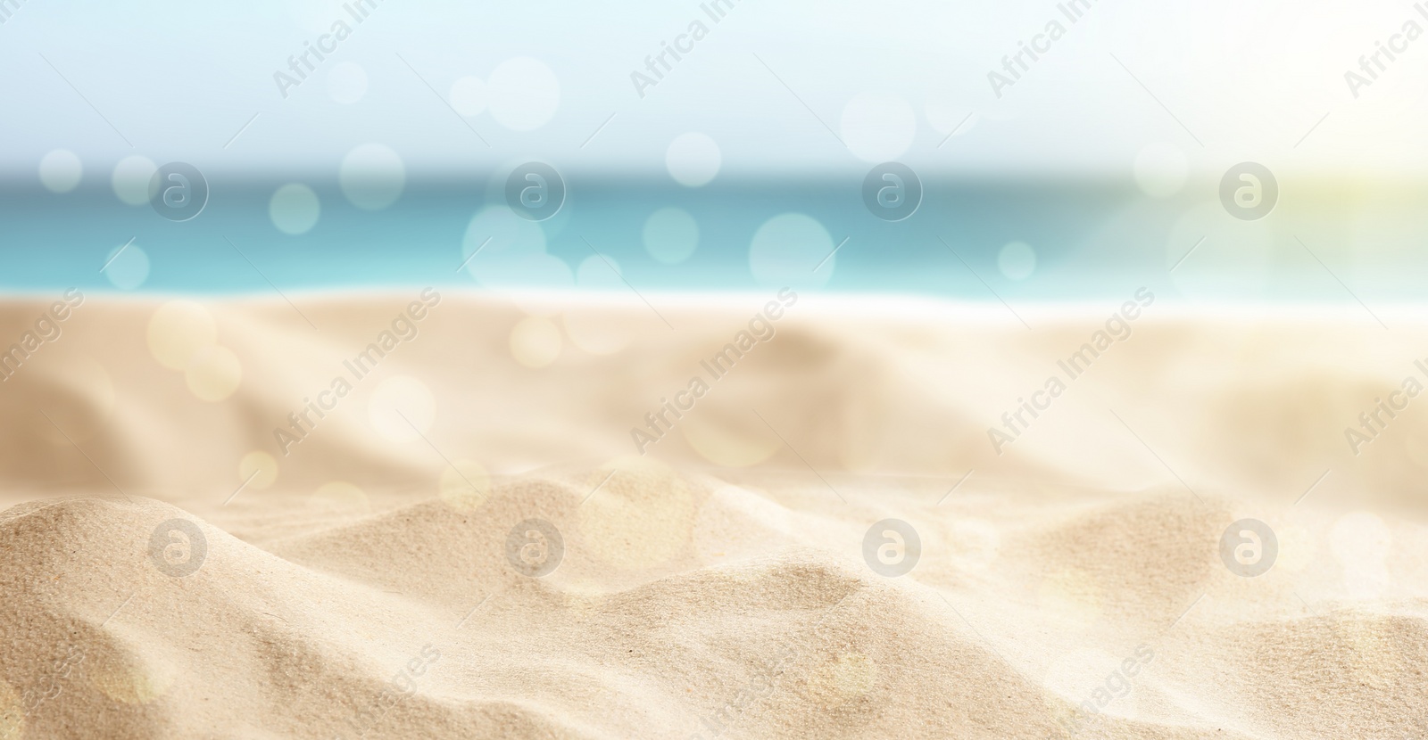 Image of Sandy beach on sunny day, closeup. Banner design